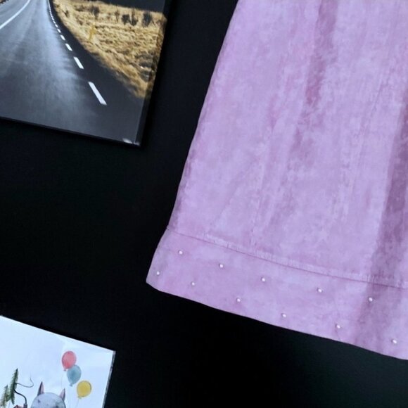 LILAC Faux Suede & Pearls Midi Skirt - Picture 9 of 12